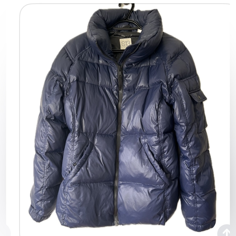 S13 New York Puffer Down Jacket Shiny Dark Blue - XL Women